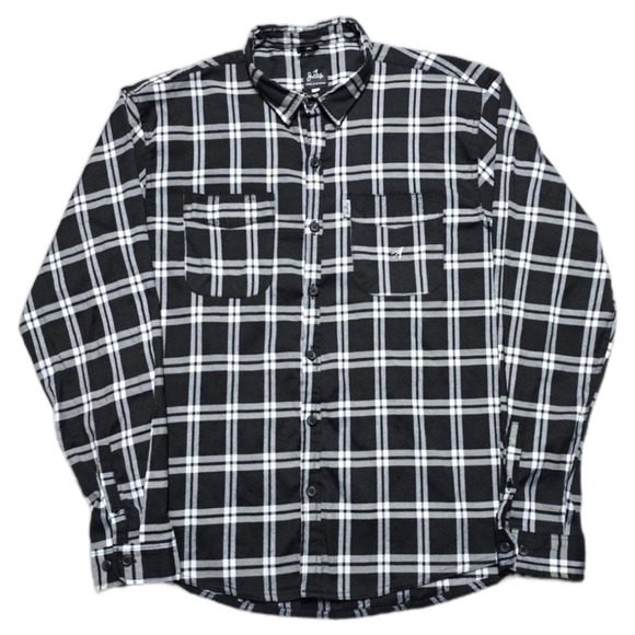 Rare‎ Curren$y Jet Life Flannel Shirt Hip Hop Black White Plaid Mens 3XL